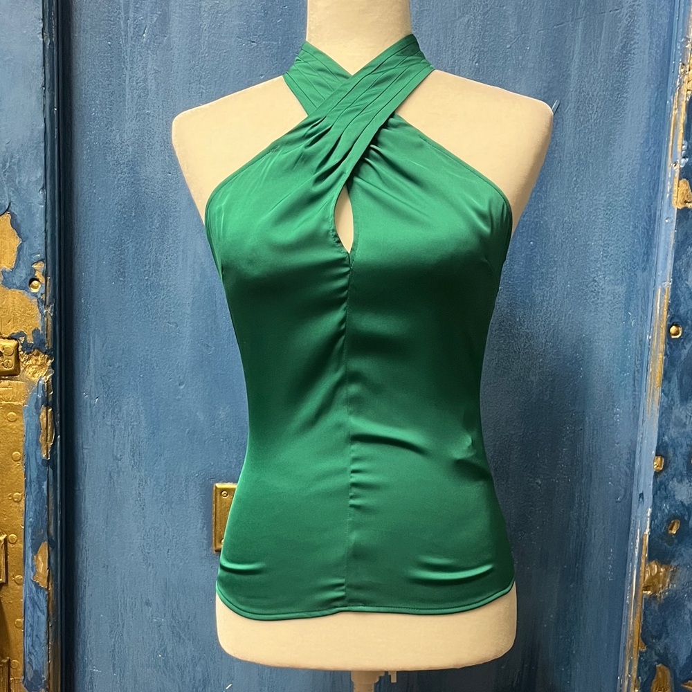 Guess Green Satin Halter Tank Top